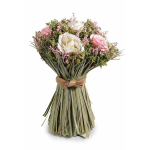 Buchet flori artificiale albe roz 15x20.5 cm