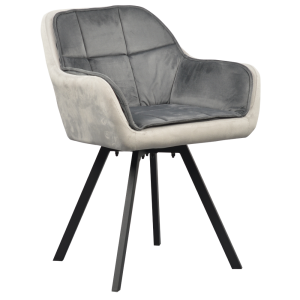Fotoliu catifea gri metal negru pivotant Fler 57x58x81 cm