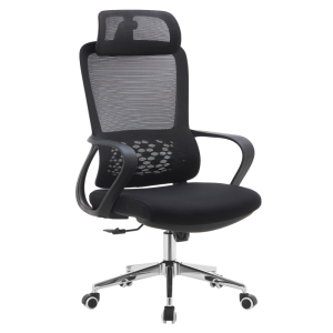 Scaun birou textil plasa neagra crom Foster 60x63x120-128 cm
