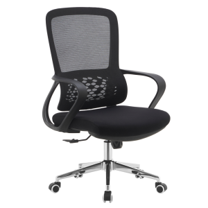 Scaun birou textil plasa neagra crom Foster 60x63x98-108 cm