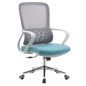 Scaun birou textil albastru plasa gri crom Foster 60x63x98-108 cm
