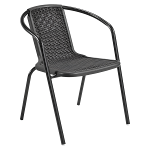 Scaun de gradina stivuibil, negru, otel/plastic, Freny 52x57x72 cm 