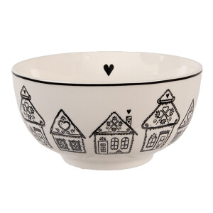 Bol Turta Dulce portelan bej negru Ø 14x7 cm / 500 ml