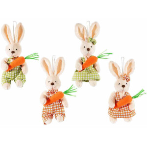 Set 4 figurine Iepurasi Paste textil multicolor 8x5x21 cm