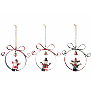 Set 6 ornamente brad Craciun metal multicolor 12.5x3x11 cm