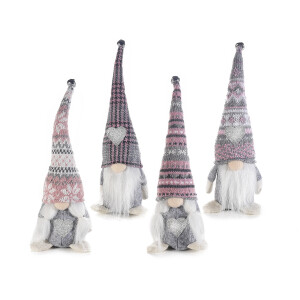 Set 4 figurine Mos Craciun si Craciunita textil multicolor cm9,5x7x26H