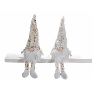 Set 2 figurine Mos Craciun textil multicolor cm10x6,5x22H