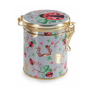 Borcan metal multicolor inchidere ermetica 11,5 x 9 x 12 H