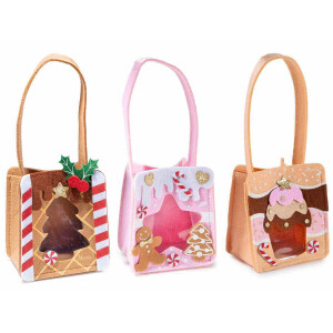 Set 3 gentute Craciun textil multicolor 11x8x26 cm