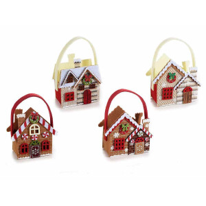 Set 4 gentute Craciun textil multicolor 13.5x6x12 cm