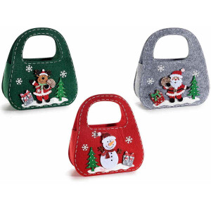Set 3 gentute Craciun textil multicolor 18x7.5x20 cm