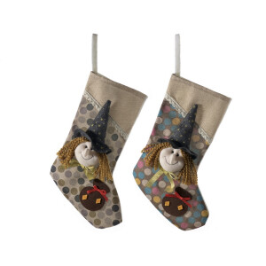 Set 2 ciorapi decorativi Befana textil multicolor cm 24 x 37 H