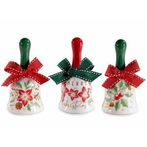 Set 3 clopotei Craciun ceramica textil multicolor GR 5x10 cm
