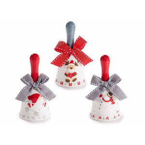 Set 3 clopotei Craciun ceramica multicolora Ø 5 cm x 10 H