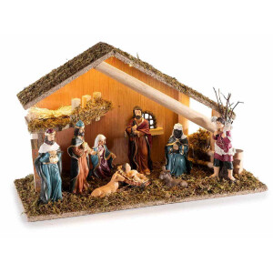 Figurina Nasterea Domnului lemn  polirasina multicolora 39x15x23 cm