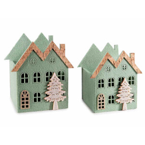 Set 2 cosulete Craciun textil multicolor 16x13.5x18 cm, 14x12x15.5 cm
