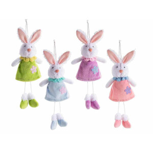 Set 4 figurine Iepurasi Paste textil multicolor 9x5,5x32H