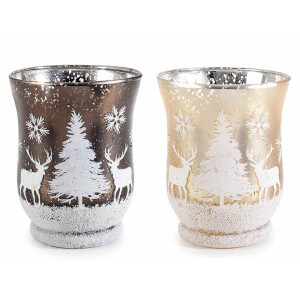 Set 6 candele Craciun sticla auriu maro 8.5x11 cm