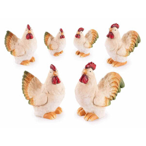Set 3 Gaini 3 Cocosi ceramica multicolora 19.5x11.5x21.5 cm, 14x8.5x16 cm, 9.5x6x11 cm