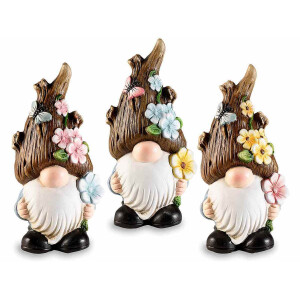 Set 3 figurine Gnomi teracota multicolora 11x9x22.5 cm