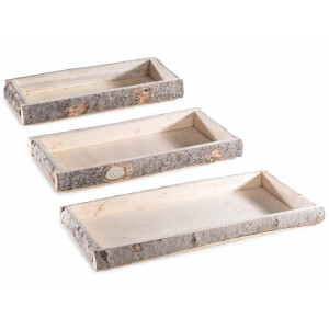 Set 3 tavi lemn natur 48 x 23 x 4 H, 38 x 18 x 4 H, 32 x 14 x 4 H