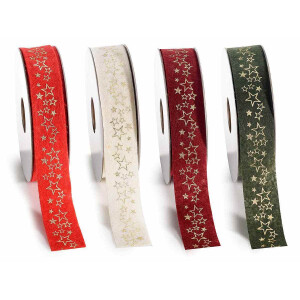 Set 4 panglici Christmas textil 25 mm x 10 m