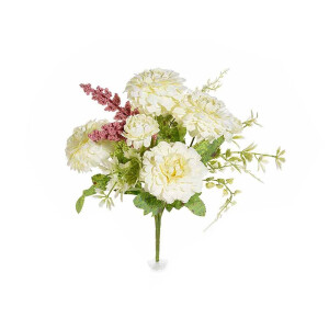 Buchet flori artificiale albe roz verzi 30 cm
