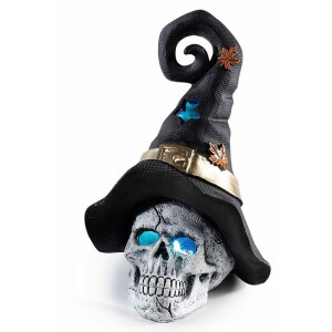 Figurina Halloween Craniu polirasina textil multicolor cu leduri cm 13,5 x 11 x 18,5 H