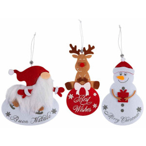 Set 15 ornamente brad Craciun textil 8.5x18 cm