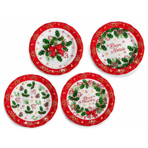 Set 8 farfurii Craciun portelan multicolor Ø 20 cm