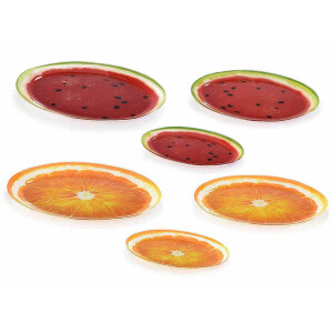 Set 6 platouri sticla multicolora 34.5x24.5 cm, 30x21 cm, 24.5x15 cm