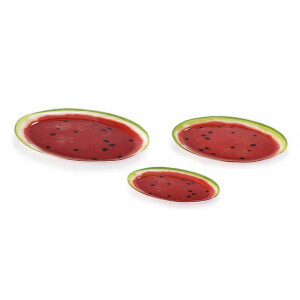 Set 3 platouri sticla multicolora Lubenita 34.5x24.5 cm, 30x21 cm, 24.5x15 cm