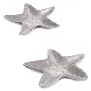 Set 2 tavi decorative lemn gri, auriu Stea de Mare 41 x 39 H, 34 x 32 H