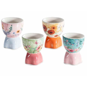 Set 4 suporturi oua Paste ceramica multicolora Ø 5,5 cm x 7 H