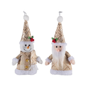 Set 2 figurine Craciun textil 10x3x21 cm