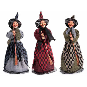 Set 3 figurine Halloween Vrajitoare Befana cu recipient pentru dulciuri cm 12x11x46 H