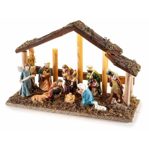 Figurina religioasa polirasina multicolora cu led 25x9x16 cm