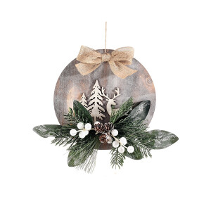 Decoratiune Craciun lemn multicolor Braduti si Ren 22 cm