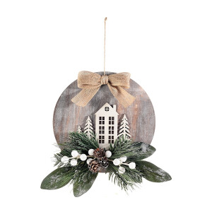 Decoratiune Craciun lemn multicolor Casuta 22 cm