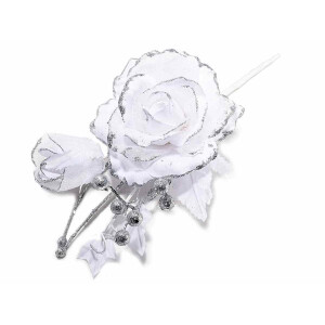 Set 5 Trandafiri artificiali albi 26 cm