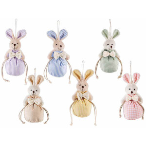 Set 18 figurine Iepurasi textil multicolor 6.5x10 cm
