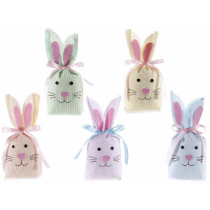 Set 5 saculeti Iepurasi Paste textil multicolor 12.5x4x13 cm