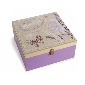 Cutie ceai lemn multicolor Lavanda 17x17x8 cm