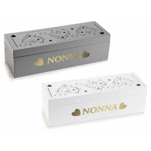 Set 2 cutii pliculete ceai lemn gri alb auriu Nonni, Nonna 2 x 24 x 8 x 7 H