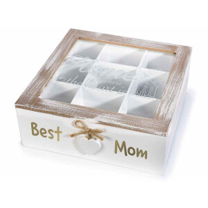 Cutie ceai lemn natur alb 24x24.5x9 cm