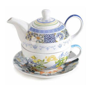 Set ceainic, ceasca portelan Agrumi 16 x 10,5 x 13,5 H, 200 ml