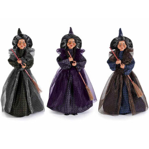 Set 3 figurine Vrajitoare Befana cu recipient pentru dulciuri cm 21x22x46 H