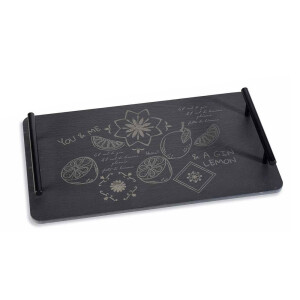 Tava lemn metal negru cm 35 x 20 x 4,5 H