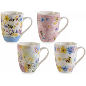 Set 4 cani portelan Bee Honey 8.5x10.5 cm, 350 ml