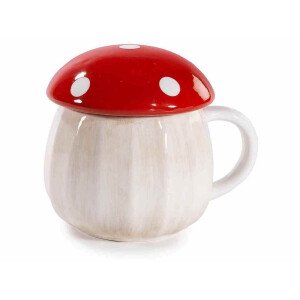 Cana cu capac ceramica multicolora Ciupercuta Ø 11,5 cm x 12.5 H, 600 ml